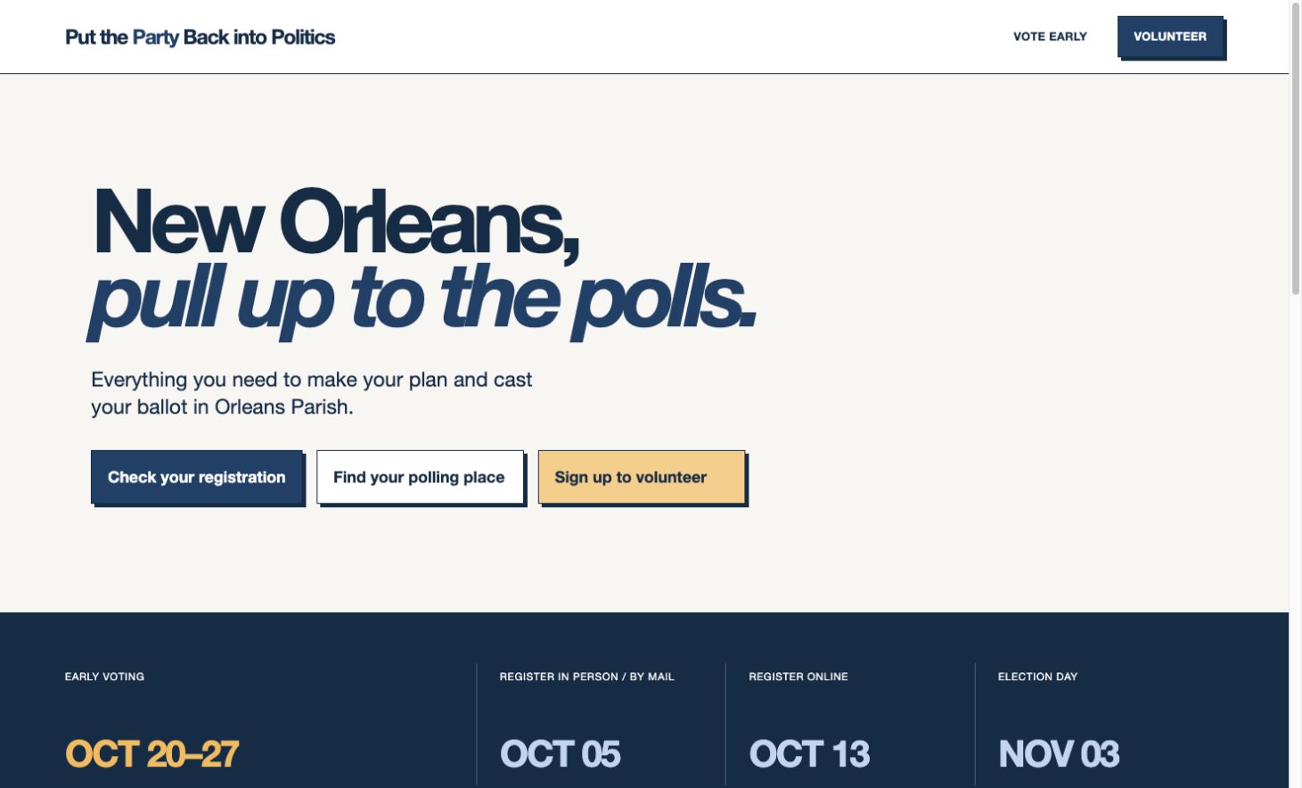 NOLA.VOTE voter information homepage